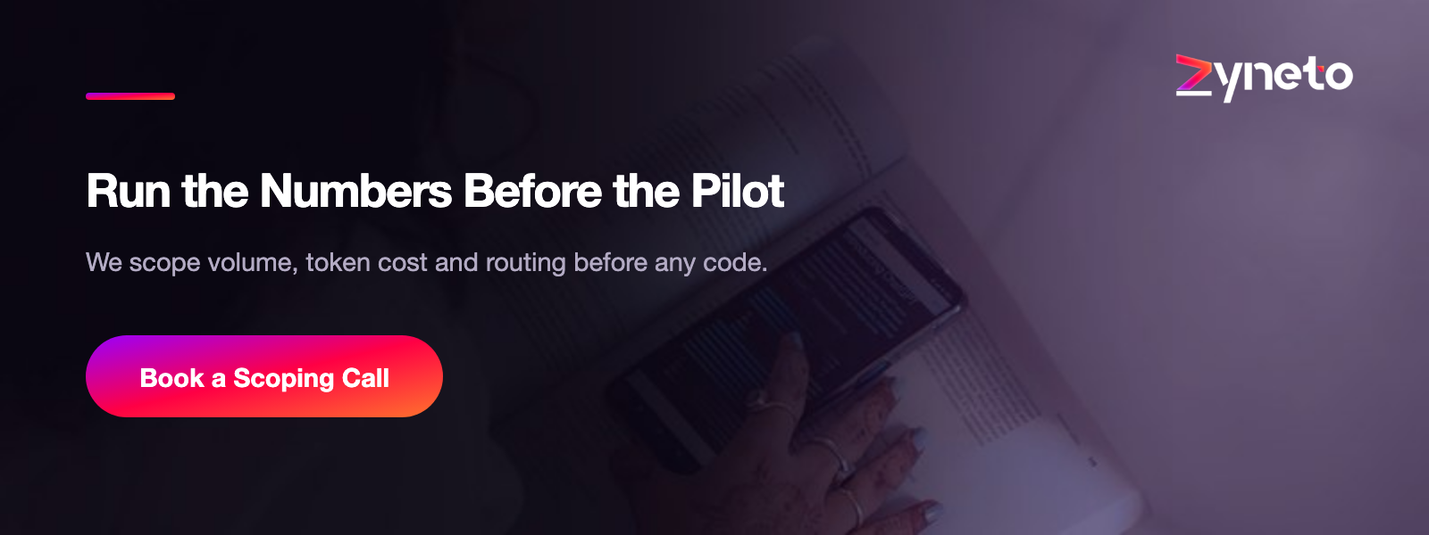 Book a multimodal AI scoping call with Zyneto